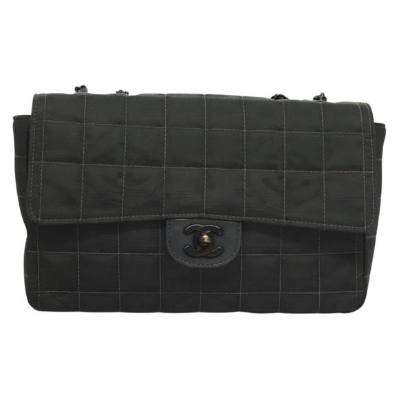 Chanel Chocolate bar Black NYLON shoulder - Picture 1 of 10